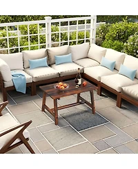 Mecale 35.5 in Solid Wood Patio Coffee Table with 275-lb Capacity