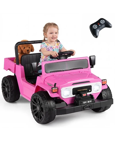 Gymax Licensed Toyota Ride-On Truck with Parent Remote Control, Electric Dump Bed & Spring Suspension, 66 lb Capacity, Ages 3-8