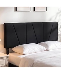 Full/Queen Upholstered Headboard Only, Black Linen Headboard with Adjustable Height, High-Density Padding, Wood Frame and Metal Legs