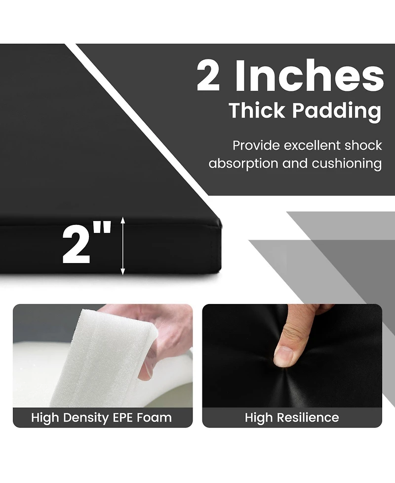 Glintex Folding Exercise Mat, 4 Panels, 10 x 4 ft Pu Leather Surface