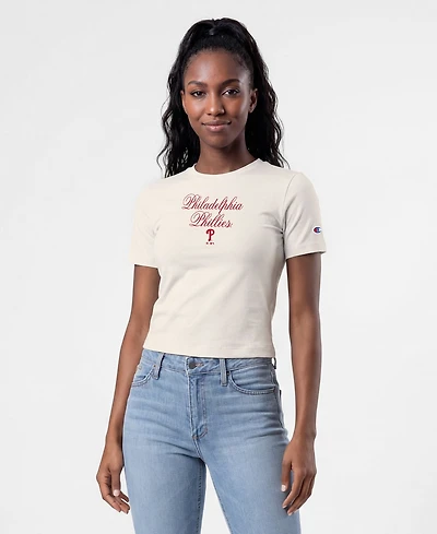 Champion Women's Philadelphia Phillies Soft-Touch Cropped T-Shirt