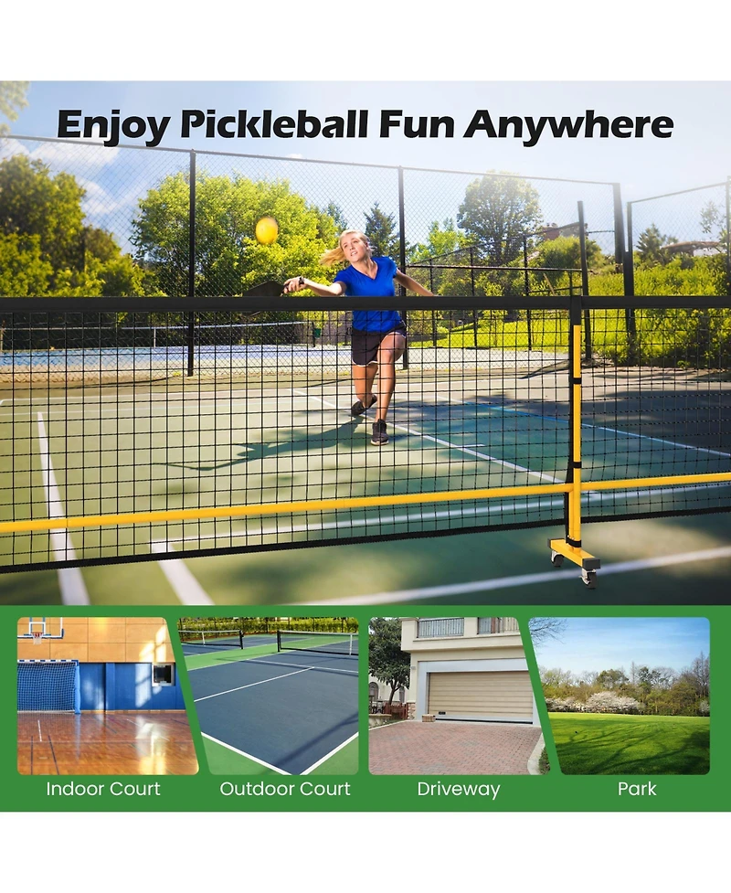 Glintex Pickleball Net, 22 ft Regulation Size, 6 Lockable Wheels