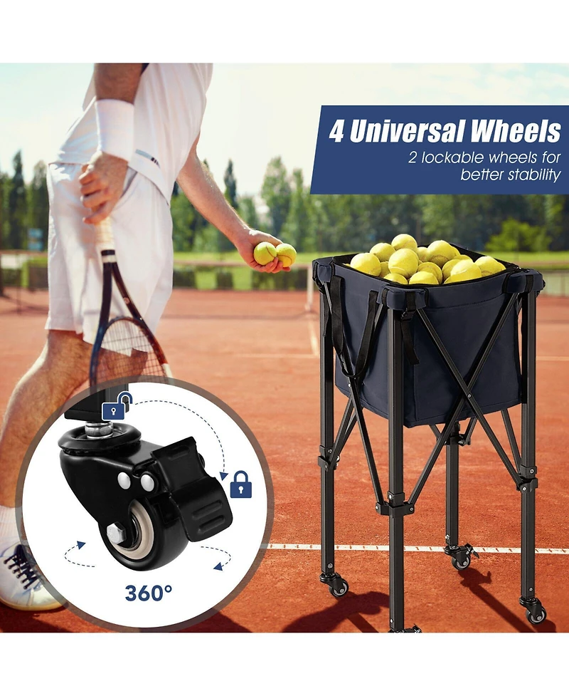 Glintex Tennis Ball Cart, Holds 150 Balls, Folding Aluminum Frame