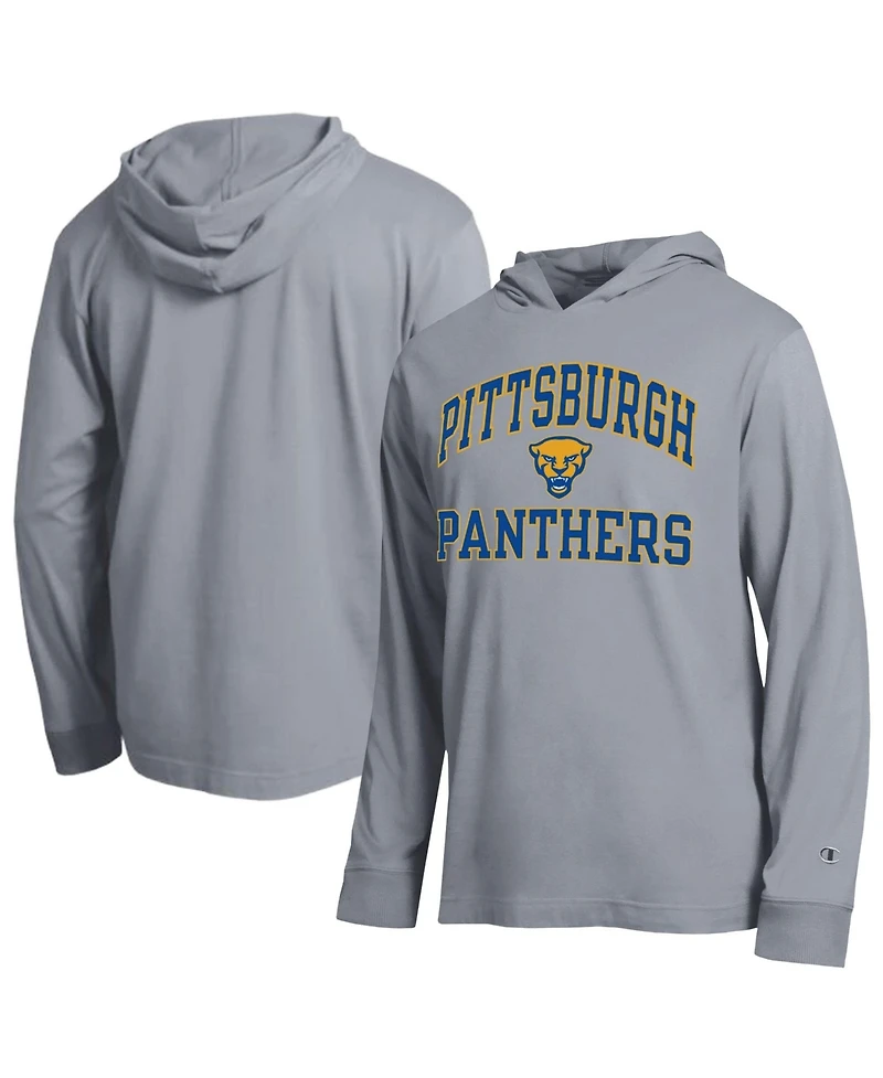 Champion Men's Heather Gray Pitt Panthers High Motor All-Star Long Sleeve Hooded Sweatshirt