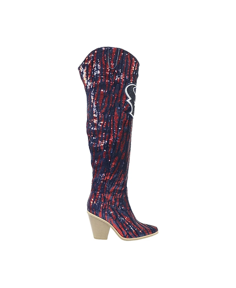 Cuce Houston Texans Over-the-Knee Two-Tone Sequin Boots