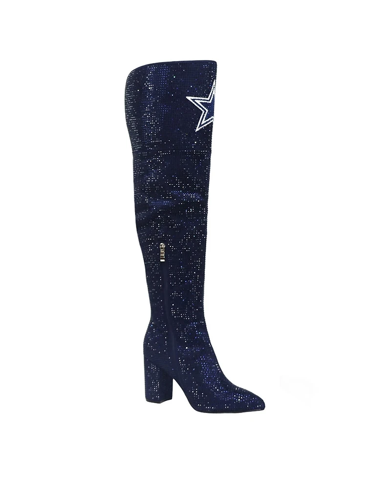 Cuce Women's Navy Dallas Cowboys Team Color Crystal Over-The-Knee Boots