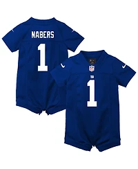 Nike Baby Boys and Girls' New York Giants Malik Nabers Short-Sleeve V-Neck Romper