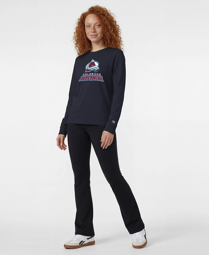 Champion Women's Colorado Avalanche Wordmark Lockup Screen-printed Long-Sleeve T-Shirt