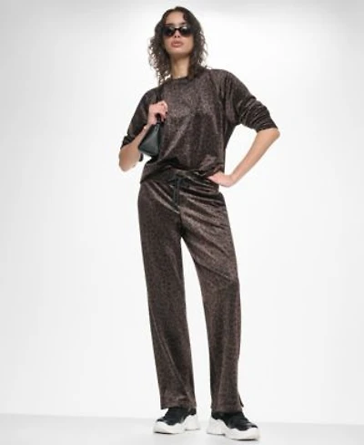Womens Leopard Print Velour Raglan Set