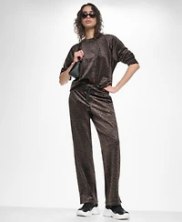 Womens Leopard Print Velour Raglan Set