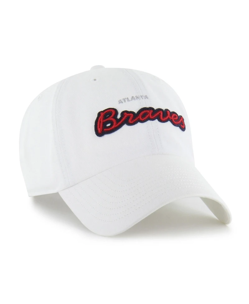 '47 Brand Women's White Atlanta Braves Trendy Script Clean Up Adjustable Hat