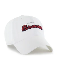 '47 Brand Women's White Atlanta Braves Trendy Script Clean Up Adjustable Hat