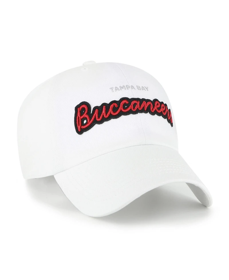 '47 Brand Women's White Tampa Bay Buccaneers Trendy Script Clean Up Adjustable Hat