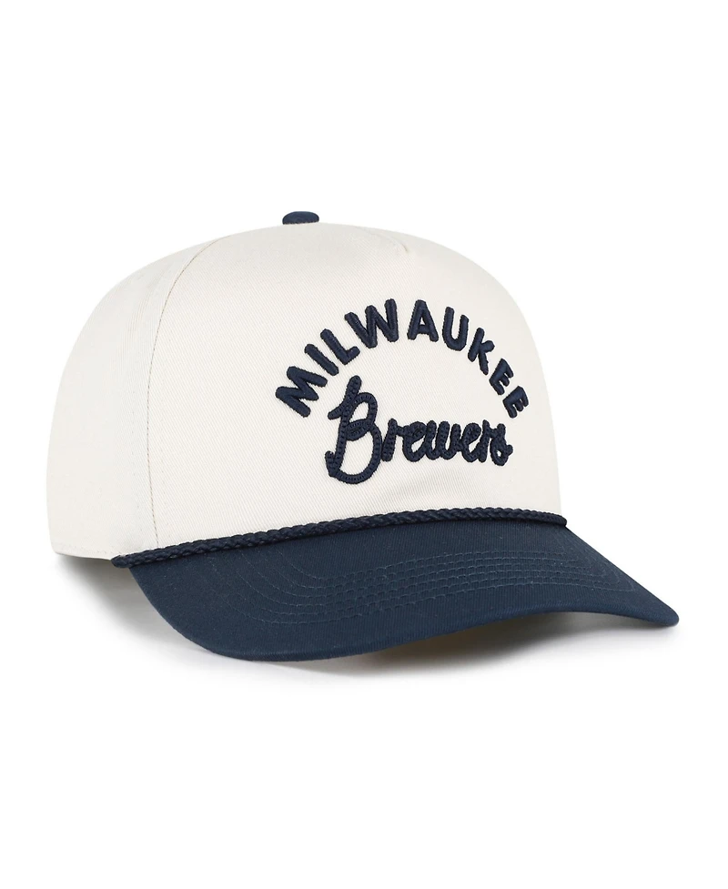 '47 Brand Men's and Women's Natural/Navy Milwaukee Brewers Rope Script Hitch Adjustable Hat