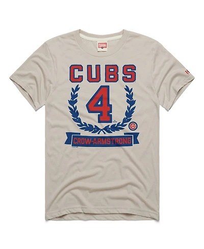 Homage Men's Pete Crow-Armstrong Stone Chicago Cubs Wreath Rookie Graphic Tri-Blend T-Shirt