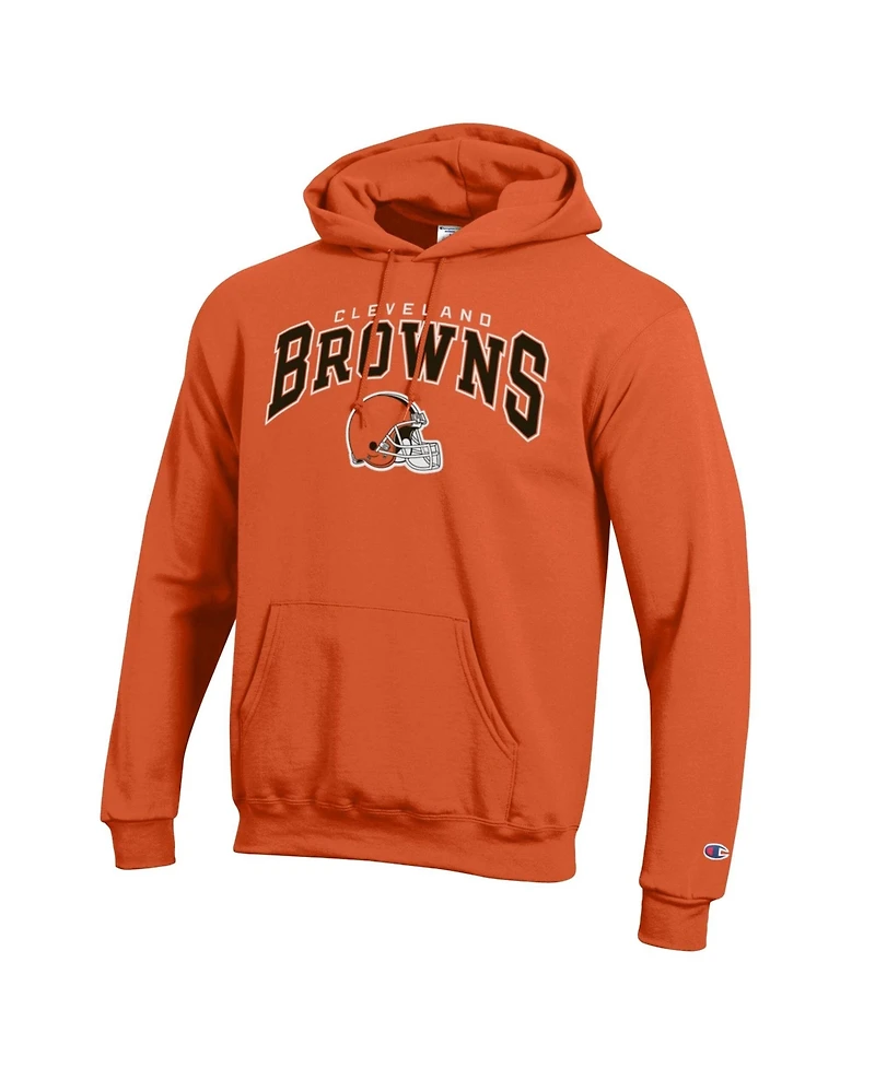 Champion Men's Cleveland Browns Powerblend Arch over Logo Screen-Print Fleece Hoodie