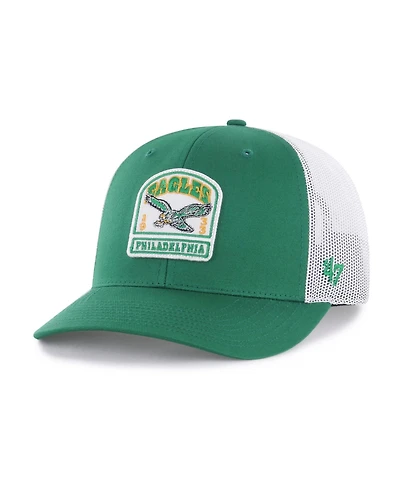 '47 Brand Men's Kelly Green Philadelphia Eagles Throwback Headstone Trucker Adjustable Hat