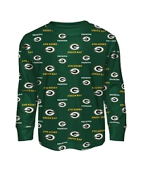 Outerstuff Big Boys and Girls Green Bay Packers All-Over-Print Long Sleeve T-Shirt and Pants Sleep Set