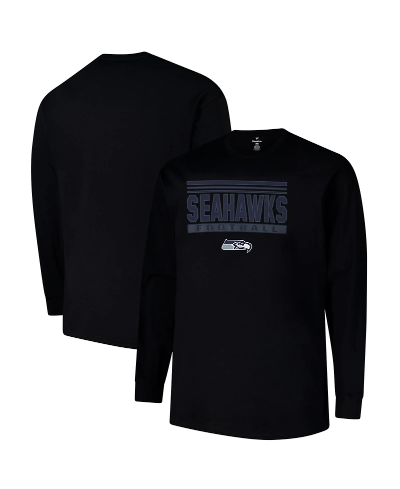 Fanatics Men's Black Seattle Seahawks Big Tall Pop Long Sleeve T-Shirt