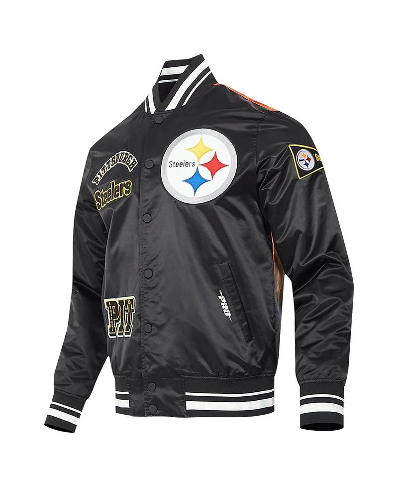 Pro Standard Men's Black Pittsburgh Steelers Sublimated Satin Full-Snap Jacket