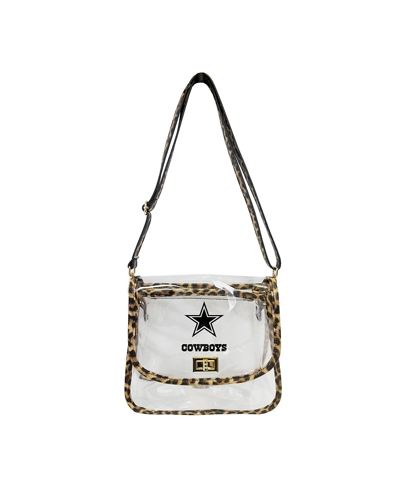 Logo Brands Dallas Cowboys Leopard Print Trim Clear Purse