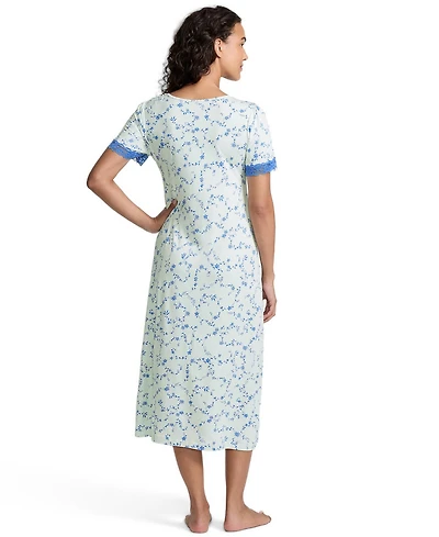 Lands' End Women's Mid-Calf Scoop Neck Nightgown