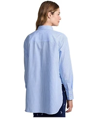 Lands' End Women's Oversized No Iron Tunic with Statement Collar Shirt