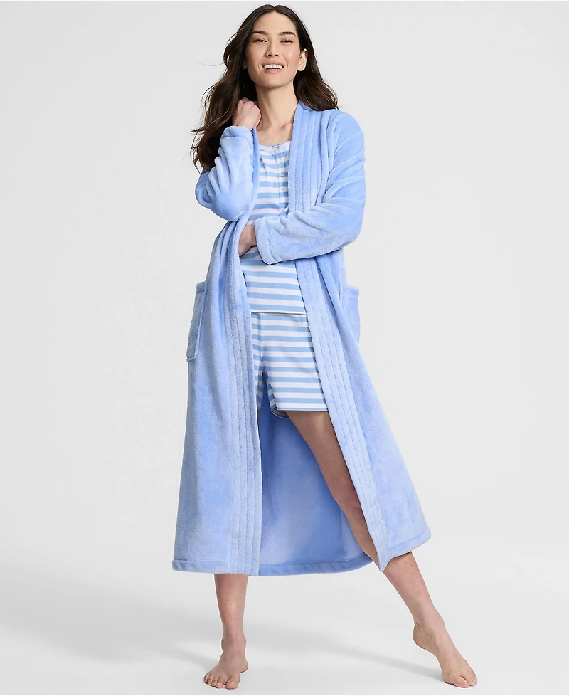 Lands' End Women's Cozy Plush Long Wrap Robe