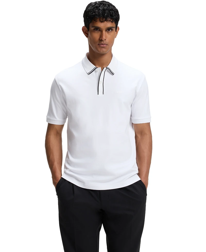 Boss by Hugo Boss Men's Interlock Cotton Striped-Trim Polo Shirt