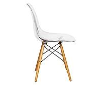 LeisureMod Dover Modern Molded Abs Plastic Dining Side Chair with Chrome Eiffel Base, Solid Beech Wood Legs, Ergonomic Contoured Seat, Set of 2