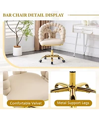 Rainsken Bubble Vanity Chair, Modern Velvet Adjustable Swivel Desk Chair with Wheels and Base for Makeup Room, Home Office and Bedroom