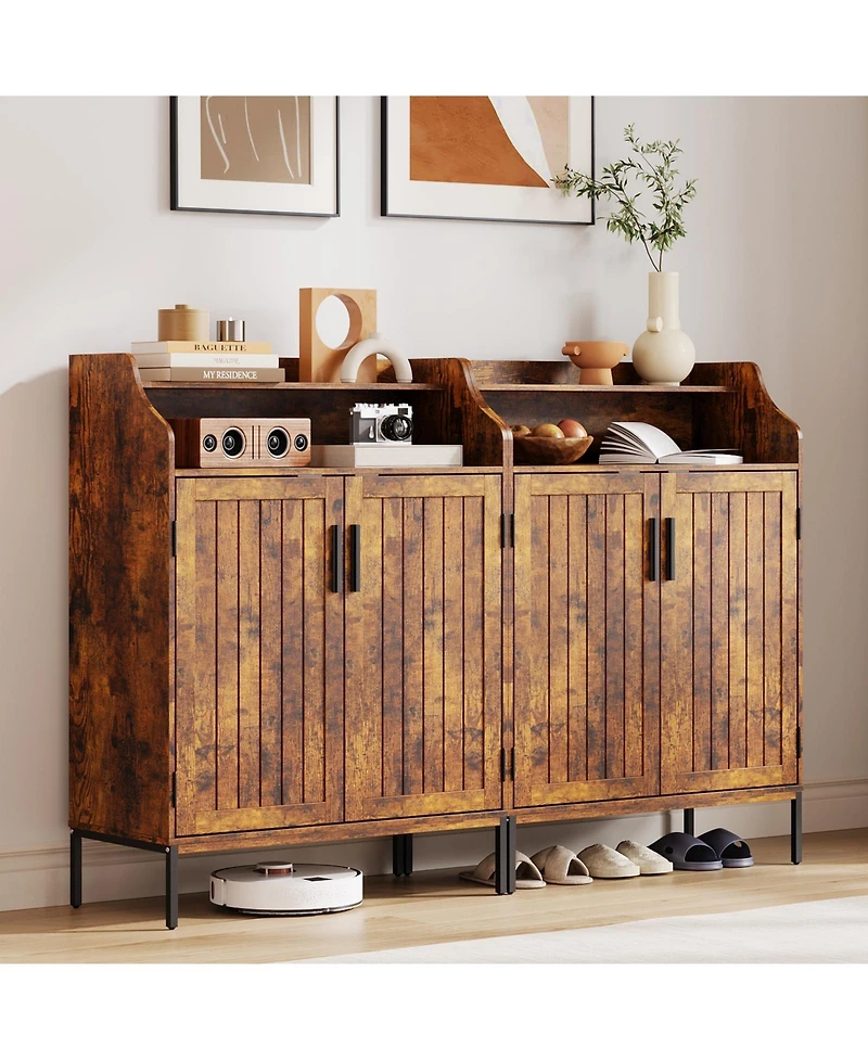 gaomon Shoe Storage Cabinet for Entryway,5-Tier Shoes with Doors and3 Adjustable Shelves, 41" H Wood Rack Closet