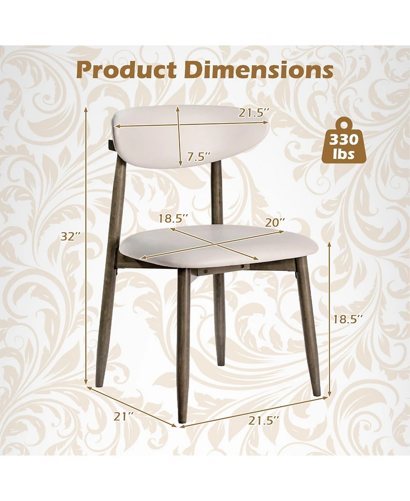 Gymax Wooden Dining Chairs Set of 2 Upholstered Kitchen with Curved Backrest