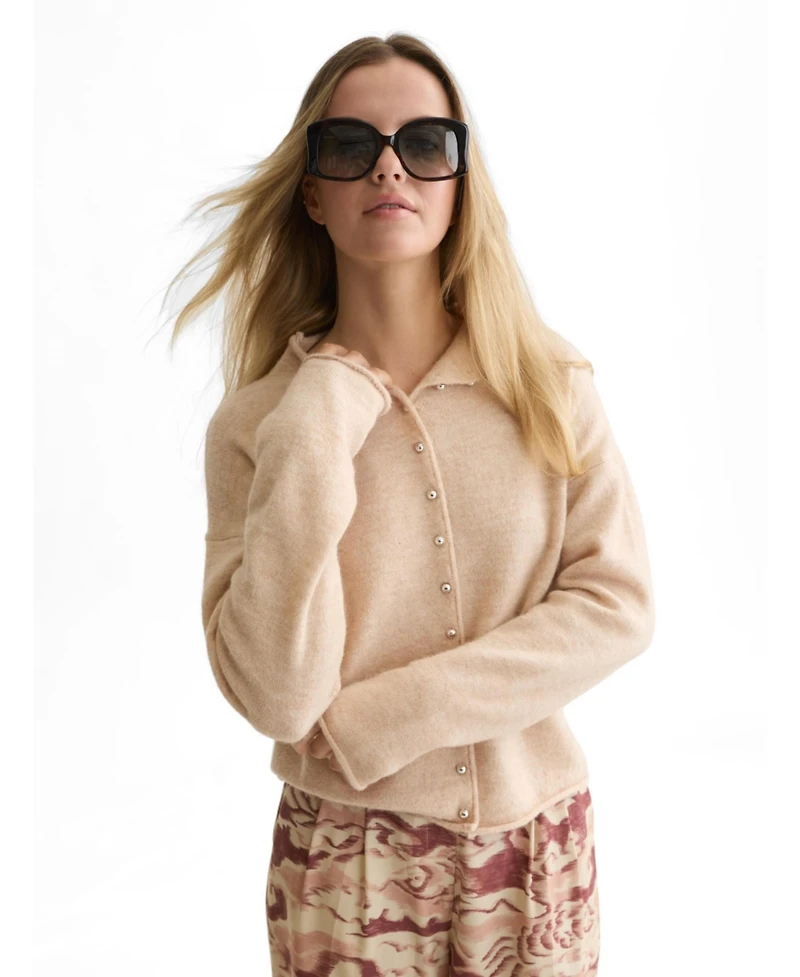Scotch & Soda Women's Fuzzy Funnel-Neck Cardigan