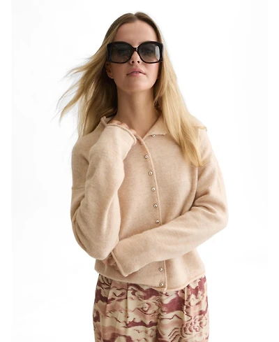 Scotch & Soda Women's Fuzzy Funnel-Neck Cardigan