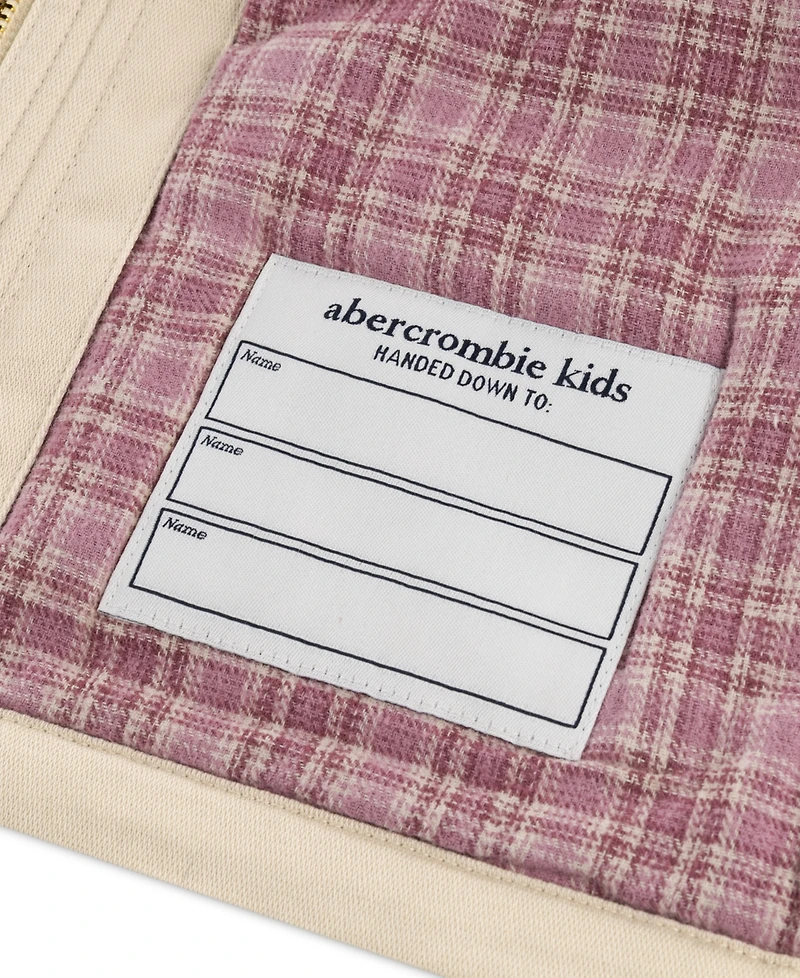 abercrombie kids Girls' 4-16 Corduroy-Collar Plaid-Lined Barn Jacket