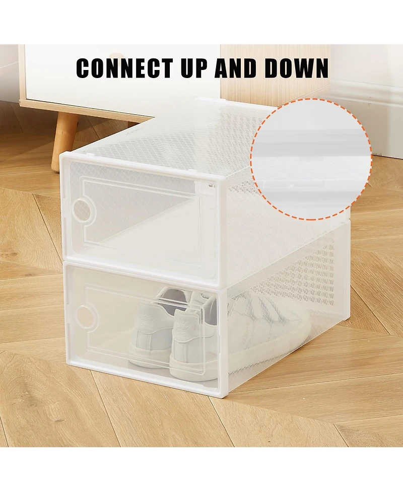 gaomon x-Large Clear Plastic Storage Boxes - 12 Pack Stackable Shoe Organizers with Durable Lids for Sneakers, Toys, Closet and Under Bed Storage