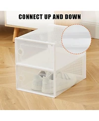 gaomon x-Large Clear Plastic Storage Boxes - 12 Pack Stackable Shoe Organizers with Durable Lids for Sneakers, Toys, Closet and Under Bed Storage