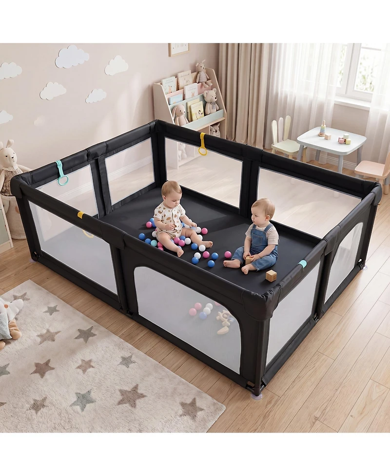 Costway Large Portable Baby Playpen with 50 Ocean Balls