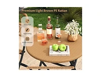 Boyel Living 3 Piece Patio Bistro Set Folding Round Table and Chairs with Wicker Seat
