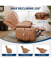 gaomon Pu Leather Swivel Rocker Manual Recliner Sofa Chair, Heat and Massage for Living Room