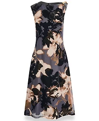 Donna Karan New York Women's Velvet Burnout Asymmetrical-Neck Midi Dress