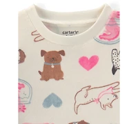 Carter's Toddler Girls' 2T-5T DreamPlush Heart-Print Long-Sleeve Snug-Fit Top and Pants, 2-Piece Pajama Set