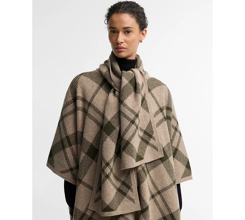 Barbour Women's Vienna Tartan Knitted V-Neck Wool-Blend Cape