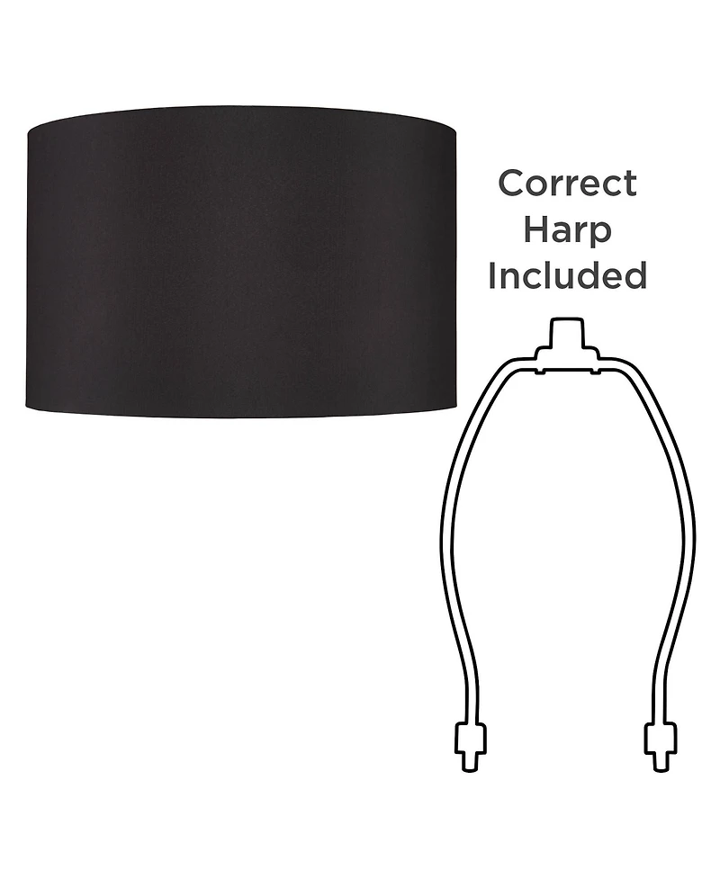 Springcrest Set of 2 Hardback Drum Lamp Shades Large 19" Top x 19" Bottom x 12" High Spider Replacement Harp Finial Fitting