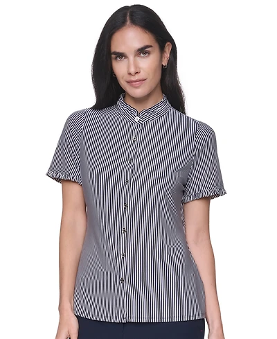Tommy Hilfiger Women's Short-Sleeve Striped Ruffle Blouse