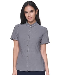 Tommy Hilfiger Women's Short-Sleeve Striped Ruffle Blouse