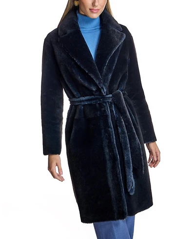 Julia & Stella By Maximilian Women's Reversible Belted Shearling Coat