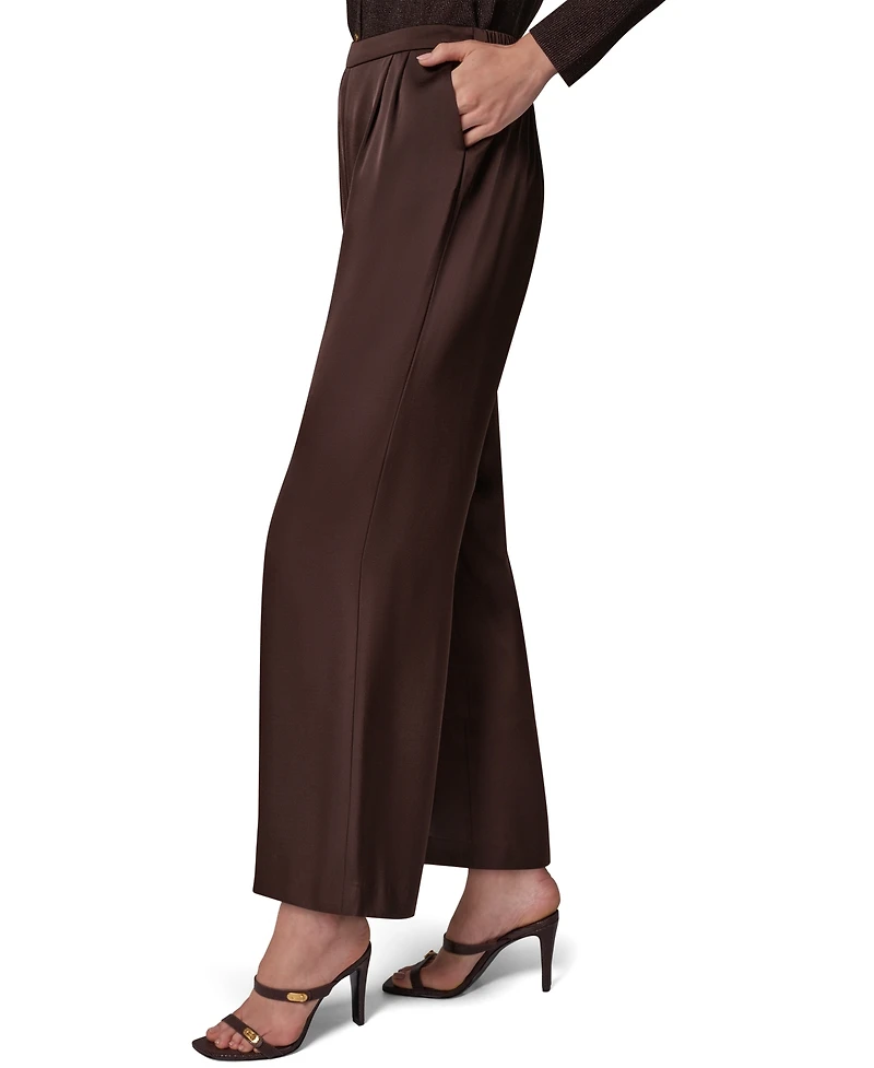 Donna Karan New York Petite High-Rise Wide-Leg Satin Pants