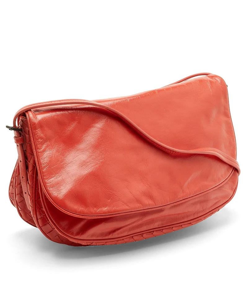 Pre-Owned Bottega Veneta Glazed Leather Flap Shoulder Bag
